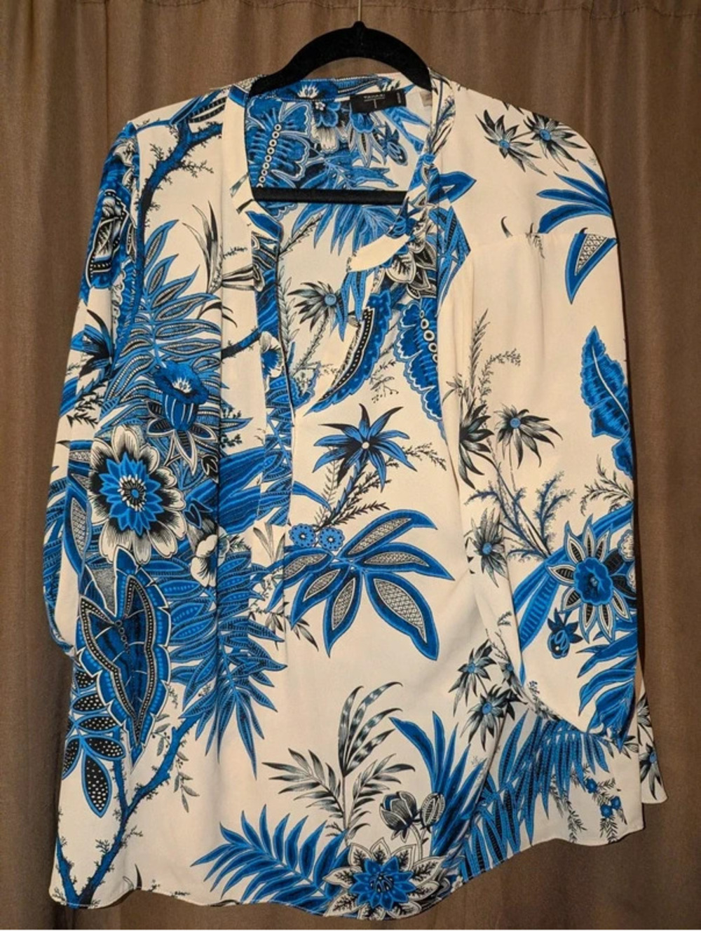 Tahari Blouse 1X Womens Floral V-Neck 3/4 Sleeve Tunic